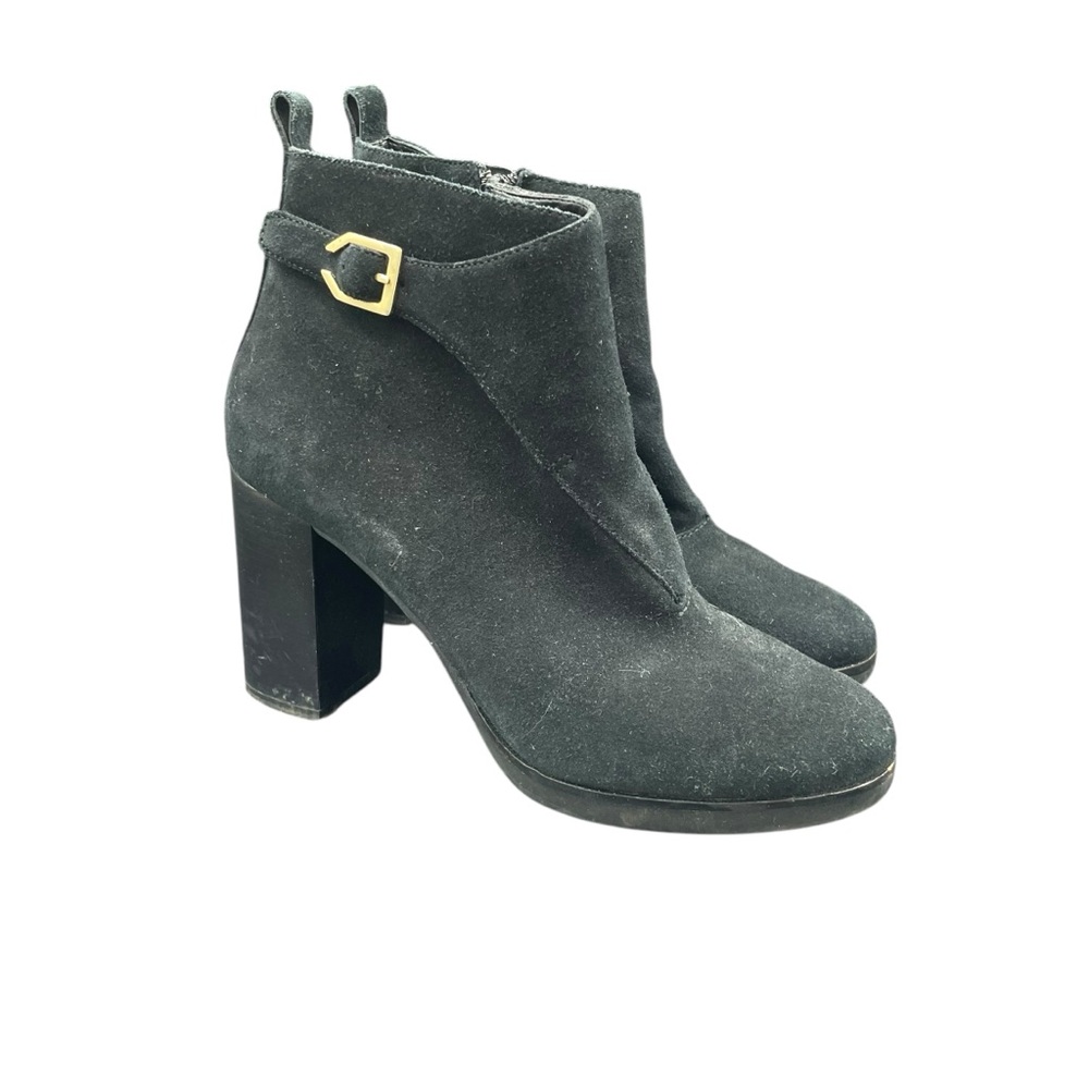 Cole Haan Harrington Grand Boots Suede Women’s 8.5 B Black Bootie Heeled - Picture 1 of 7